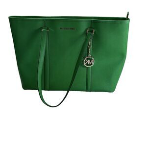 Michael Kors Sandy Palm Green Saffiano Leather Tote Bag Large Shoulder Purse